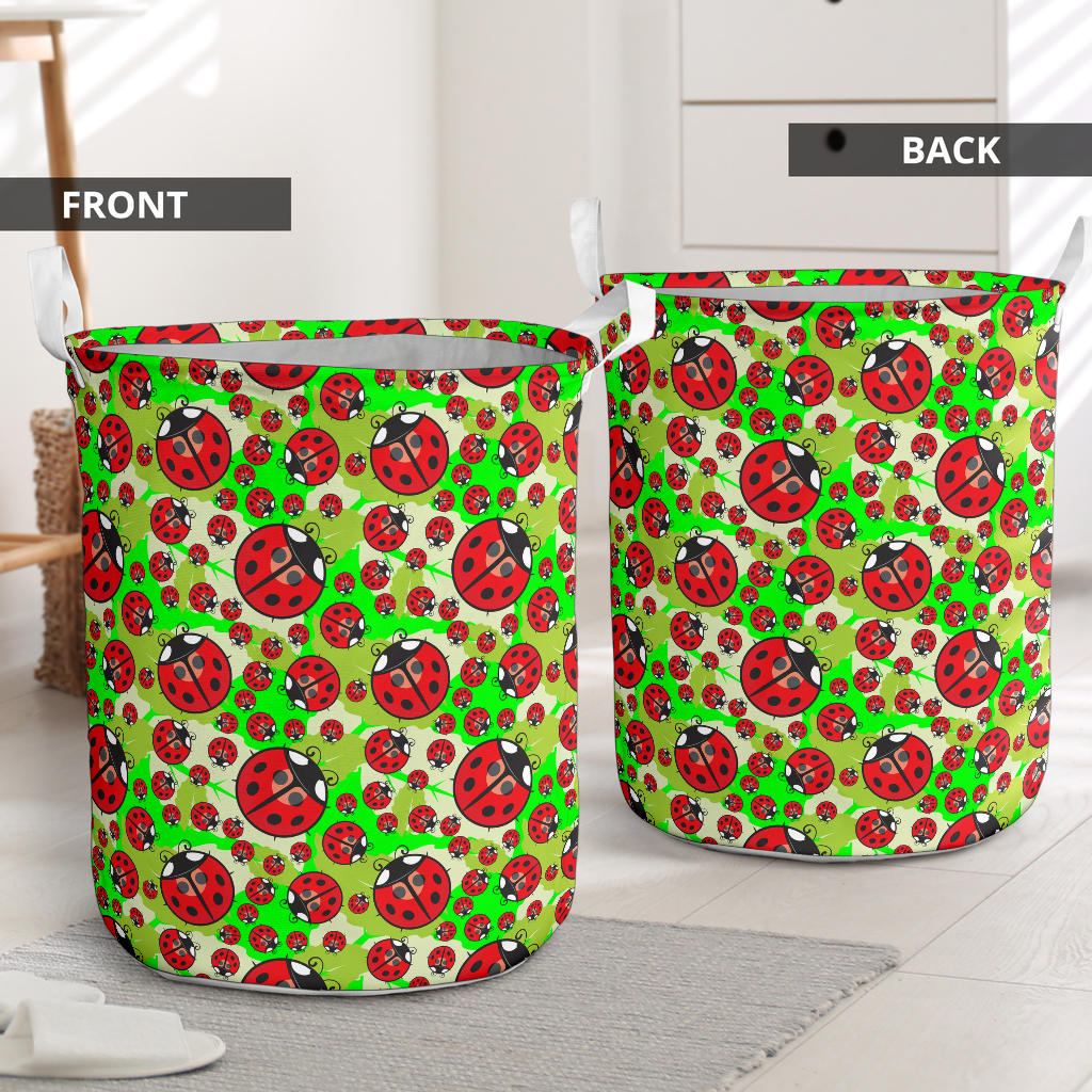 Ladybug with Leaf Print Pattern Laundry Basket