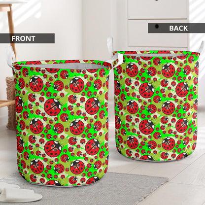 Ladybug with Leaf Print Pattern Laundry Basket