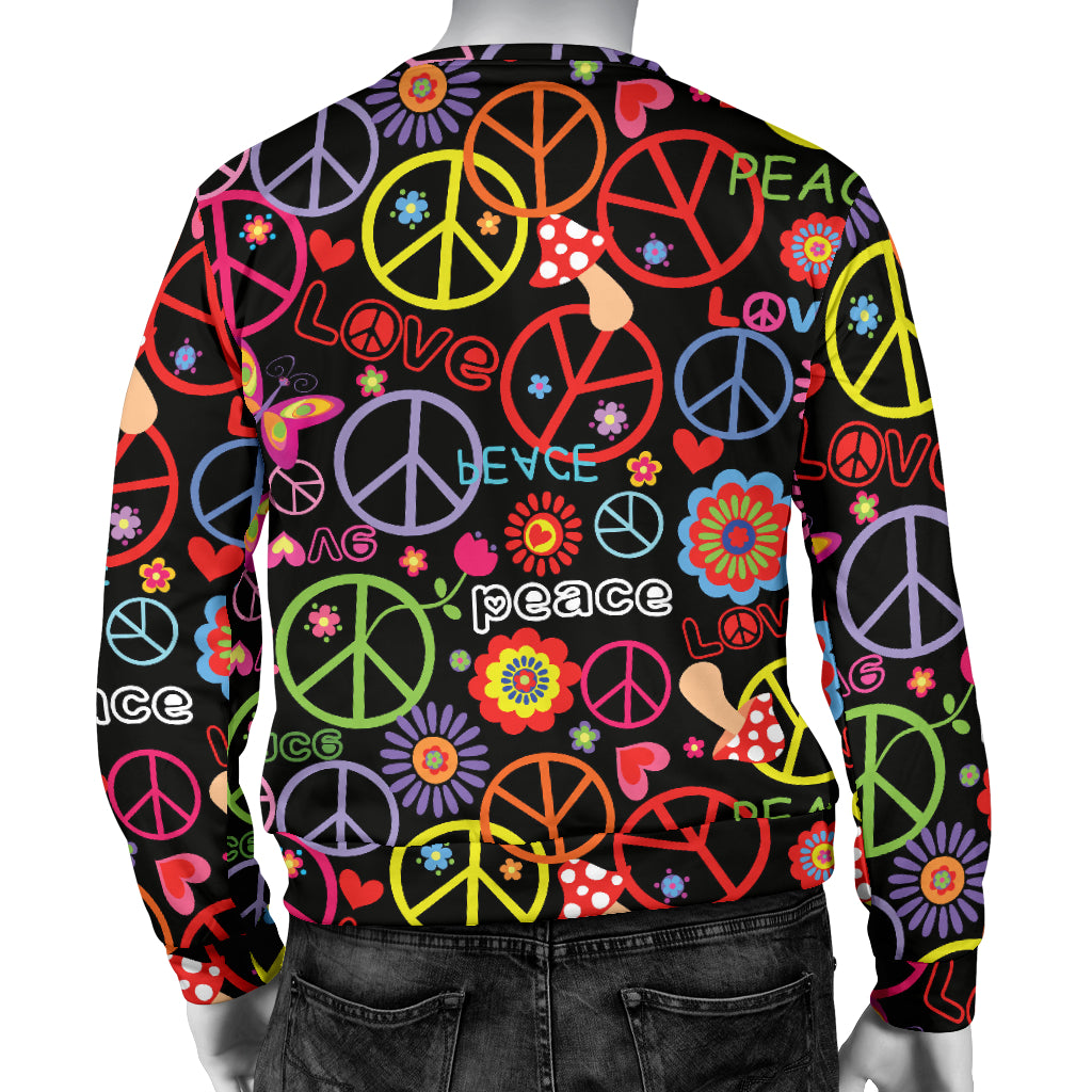 Peace Sign Colorful Design Print Men Long Sleeve Sweatshirt