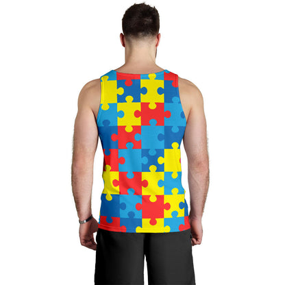 Autism Awareness Puzzles Design Print Men Tank Top