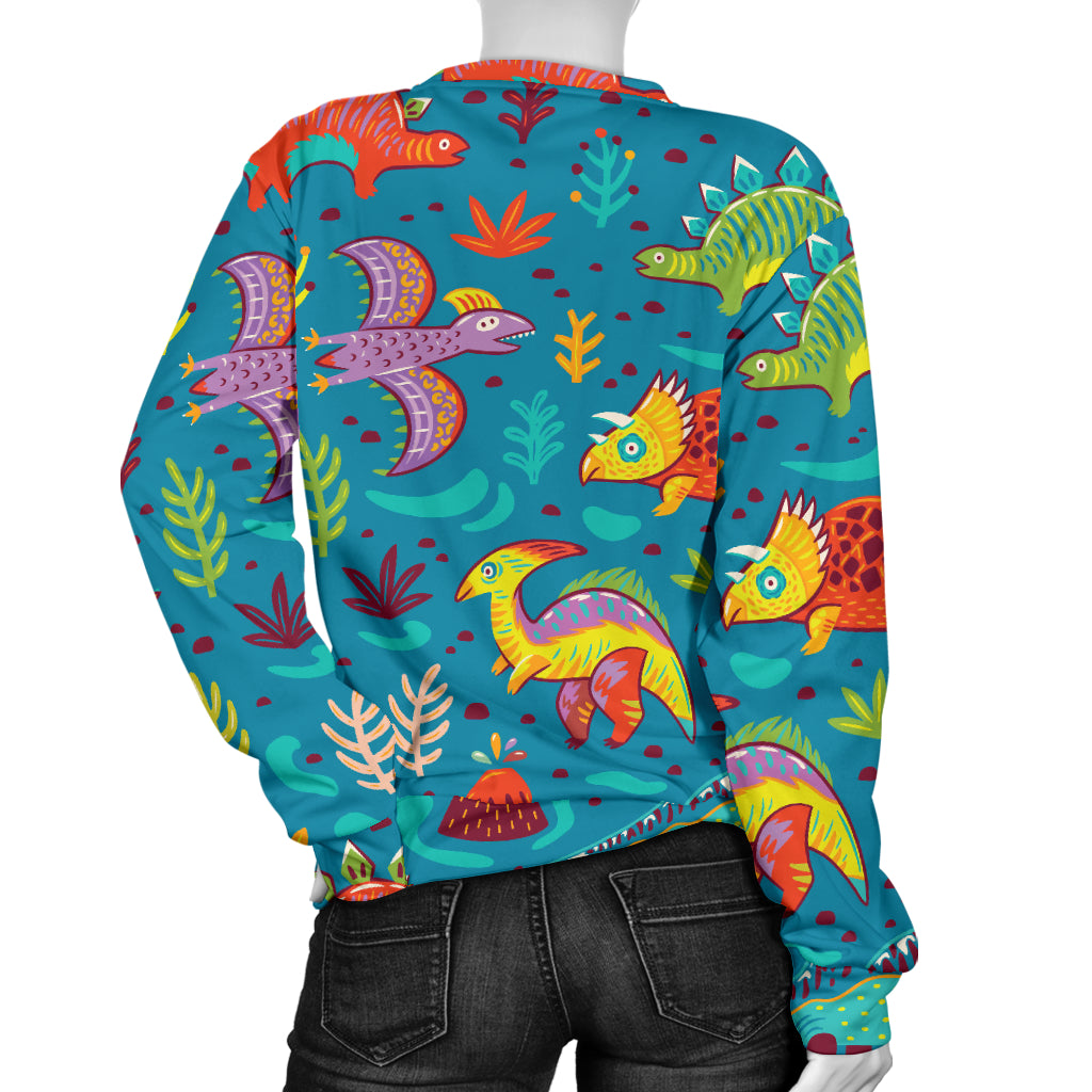 Dinosaur Cartoon Style Women Long Sleeve Sweatshirt