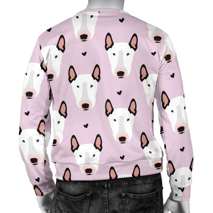 Bull Terrier Pink Print Pattern Men Long Sleeve Sweatshirt