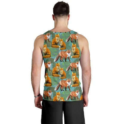 Fox Autumn leaves Themed Men Tank Top