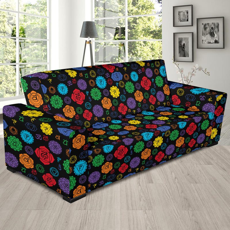 Chakra Pattern Print Design 01 Sofa Slipcover