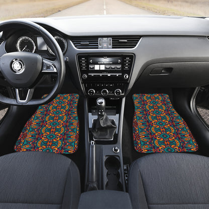Ethnic Style Print Pattern Car Floor Mats Front Back