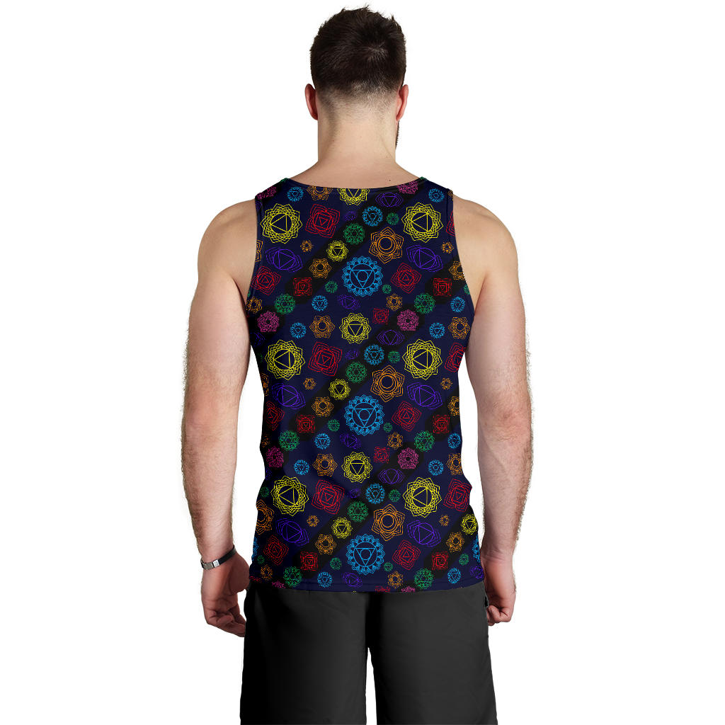 Chakra Colorful Print Pattern Men Tank Top