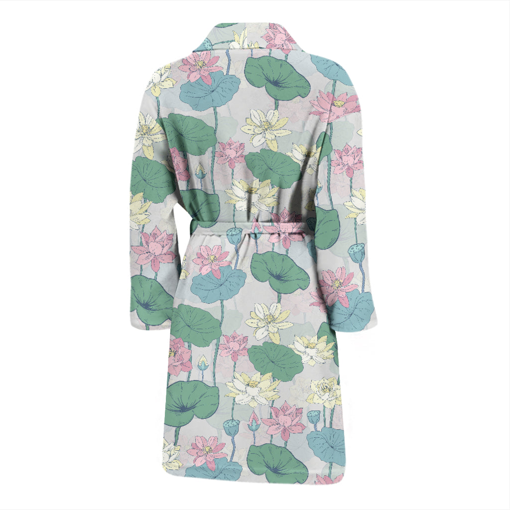 Water Lily Print Design LKS305 Men Bathrobe