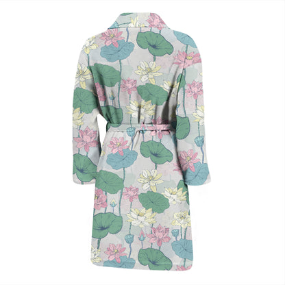 Water Lily Print Design LKS305 Men Bathrobe