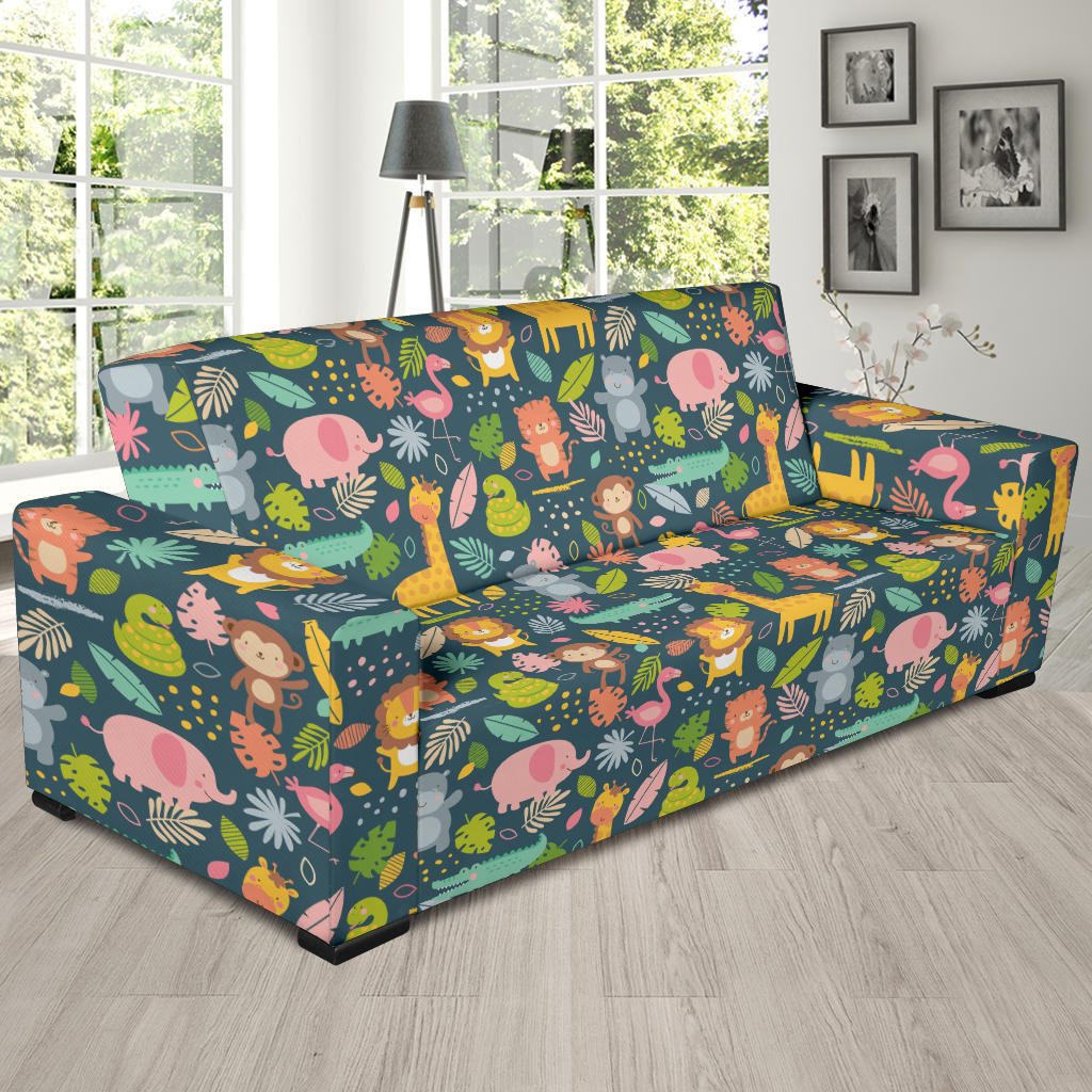 Safari Animal Cartoon Print Design LKS305 Sofa Slipcover