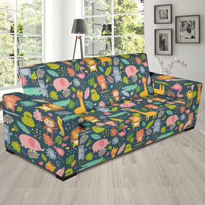 Safari Animal Cartoon Print Design LKS305 Sofa Slipcover