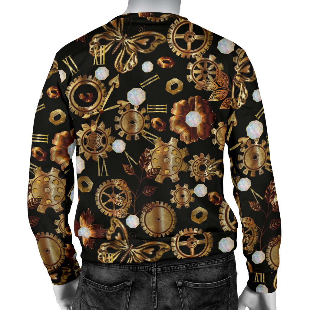 Steampunk Butterfly Design Themed Print Men Long Sleeve Sweatshirt
