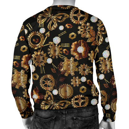 Steampunk Butterfly Design Themed Print Men Long Sleeve Sweatshirt