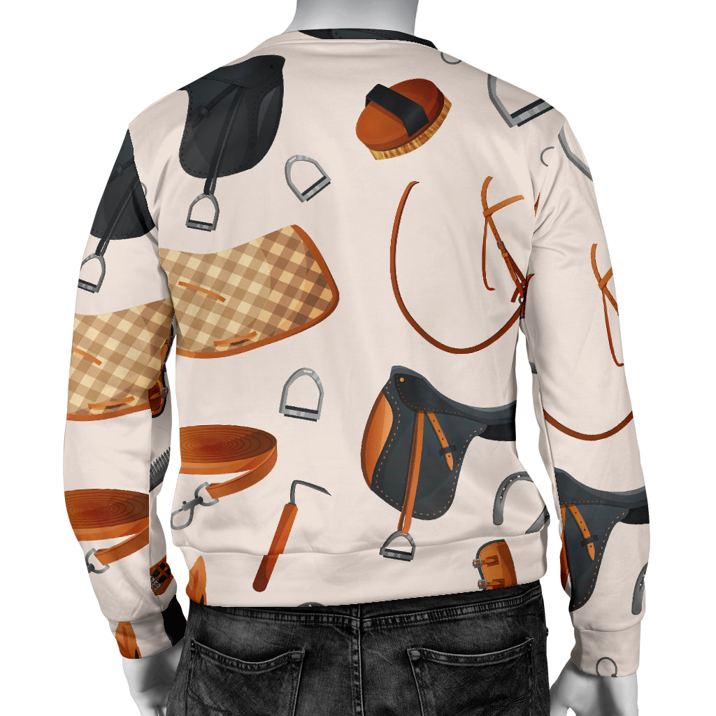 Equestrian Equipment Print Pattern Men Long Sleeve Sweatshirt