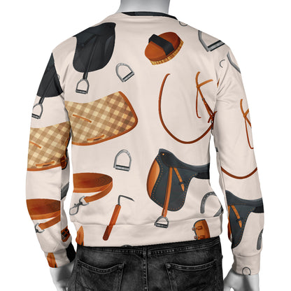 Equestrian Equipment Print Pattern Men Long Sleeve Sweatshirt