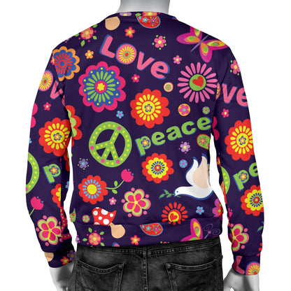Flower Power Peace Design Print Men Long Sleeve Sweatshirt