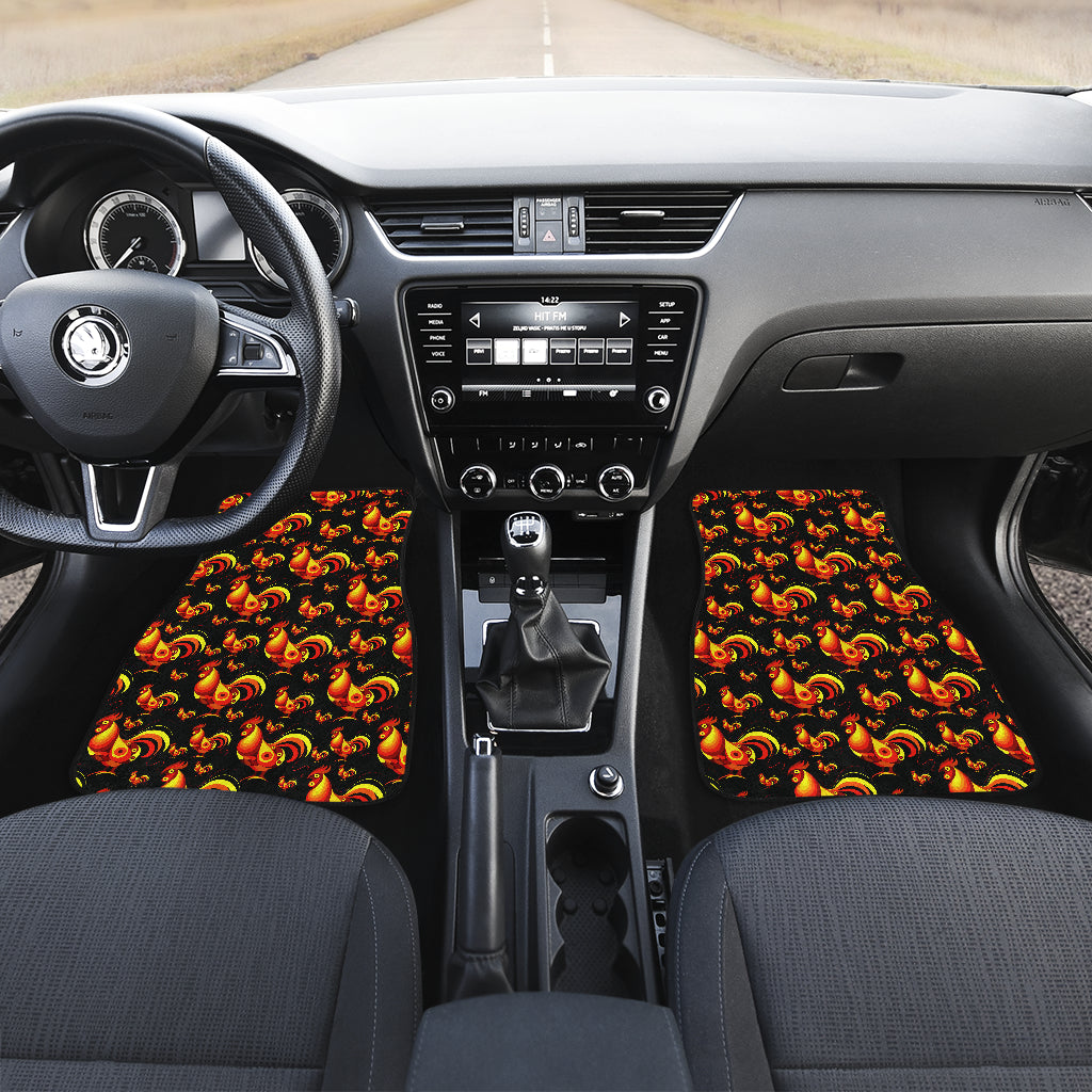 Rooster Print Themed Car Floor Mats Front Back