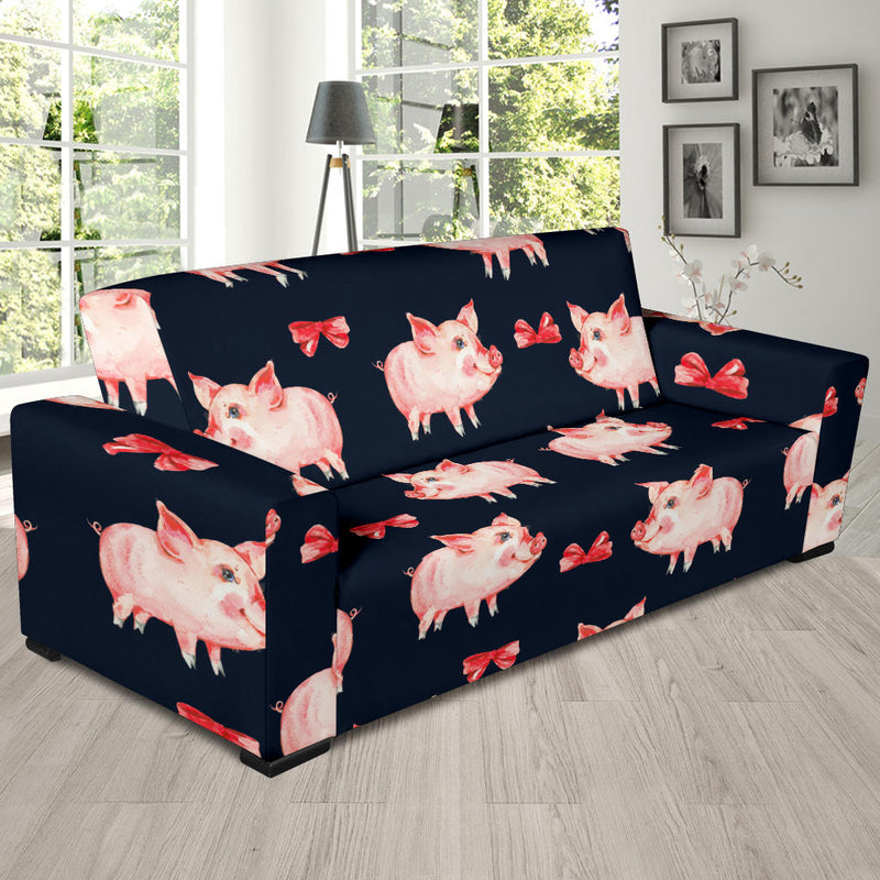 Pig Cute Pattern Print Design 02 Sofa Slipcover