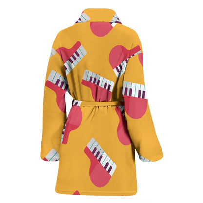 Piano Pattern Print Design 02 Women Bathrobe