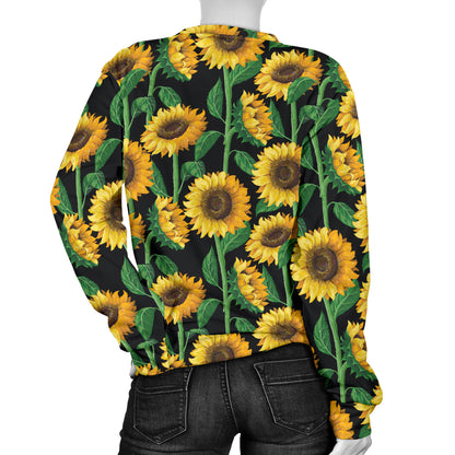 Sunflower Realistic Print Pattern Women Long Sleeve Sweatshirt