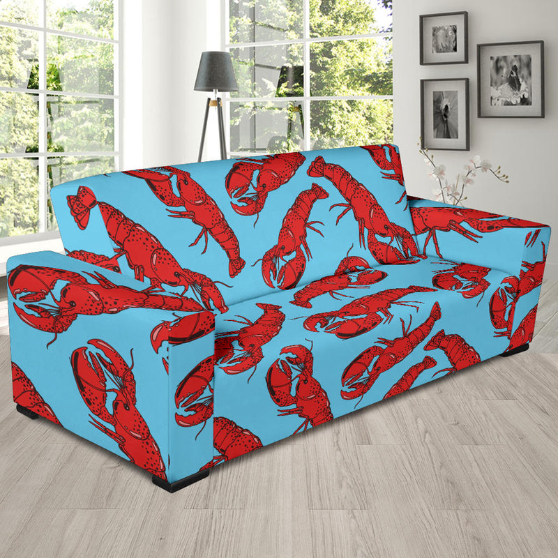 Lobster Red Pattern Print Design 03 Sofa Slipcover