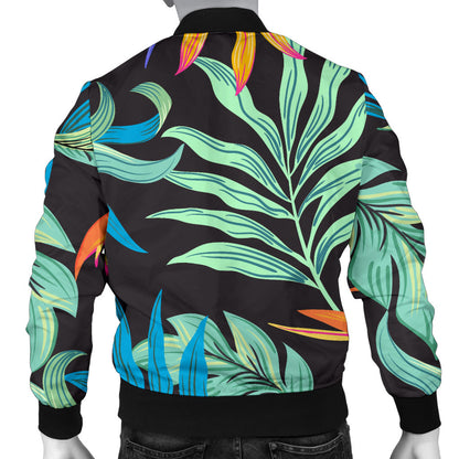 Tropical Palm Leaves Hawaiian Flower Men Bomber Jacket