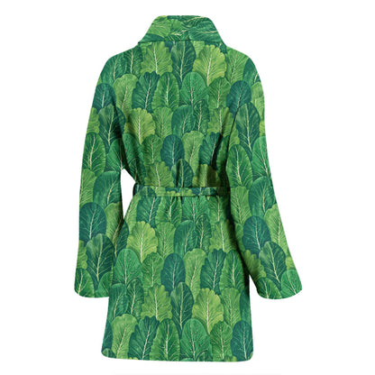 Cabbage Pattern Print Design 02 Women Bathrobe