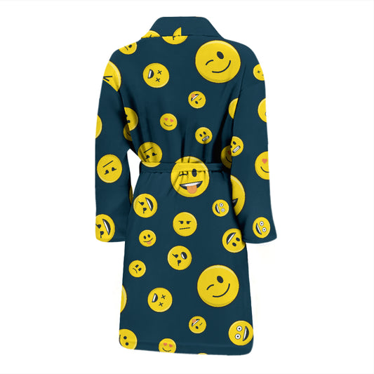Smiley Face Emoji Print Design LKS301 Men Bathrobe