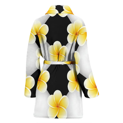 Plumeria Pattern Print Design A04 Women Bathrobe