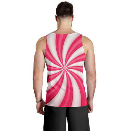 Vortex Twist Swirl Candy Print Men Tank Top