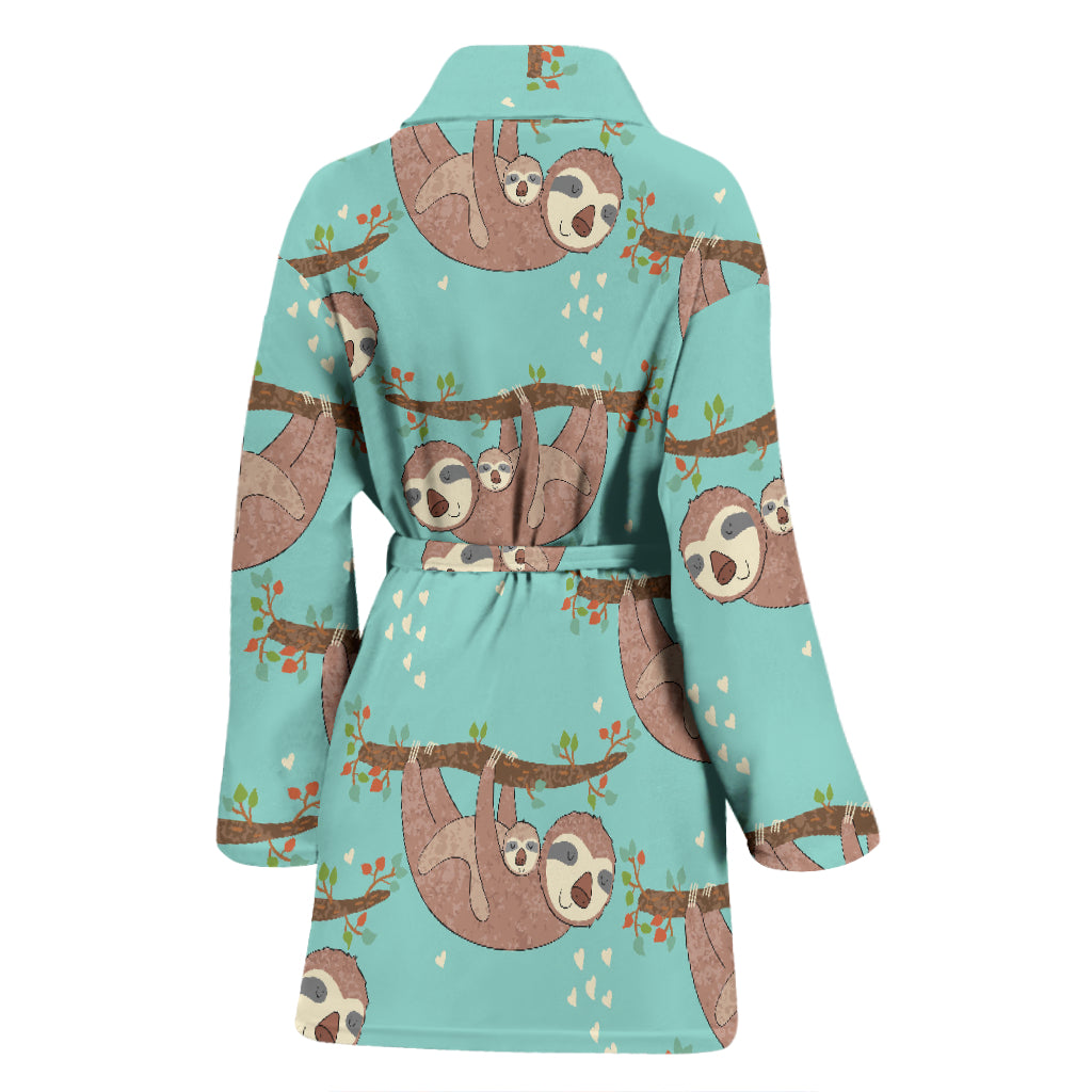 Sloth Print Design LKS302 Women Bathrobe