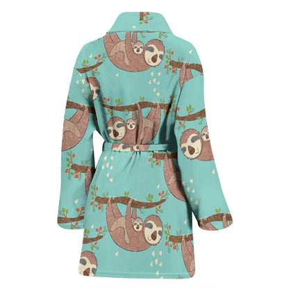 Sloth Print Design LKS302 Women Bathrobe