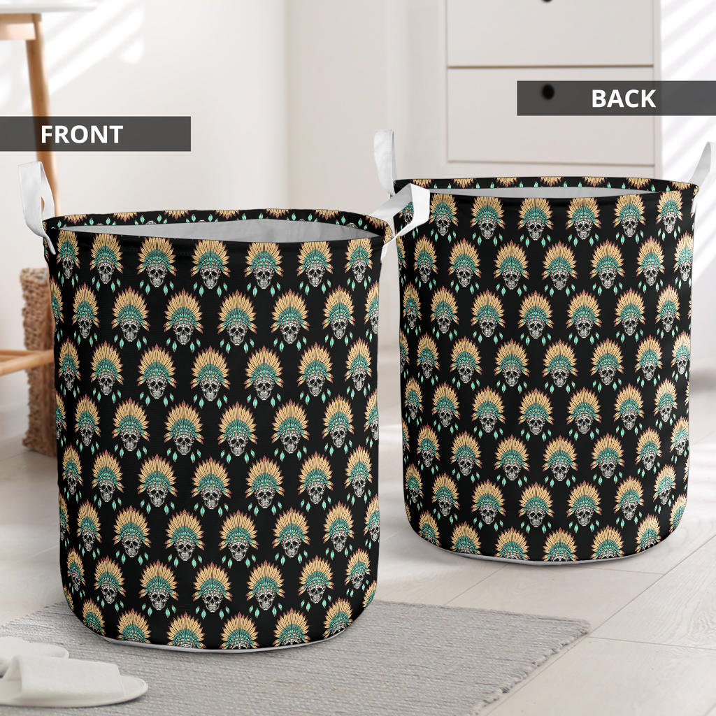 American indian Skull Pattern Laundry Basket