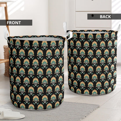 American indian Skull Pattern Laundry Basket