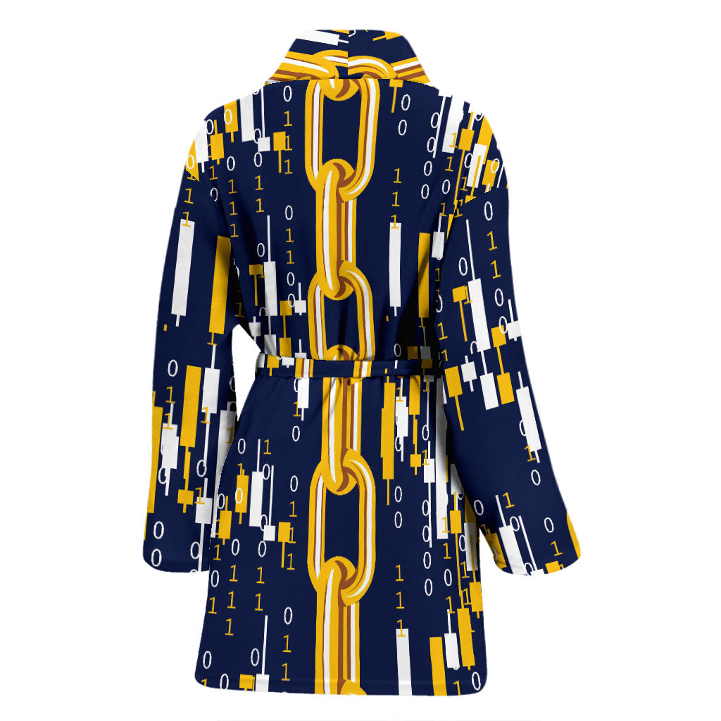 Cryptocurrency Chain Pattern Print Design 03 Women Bathrobe
