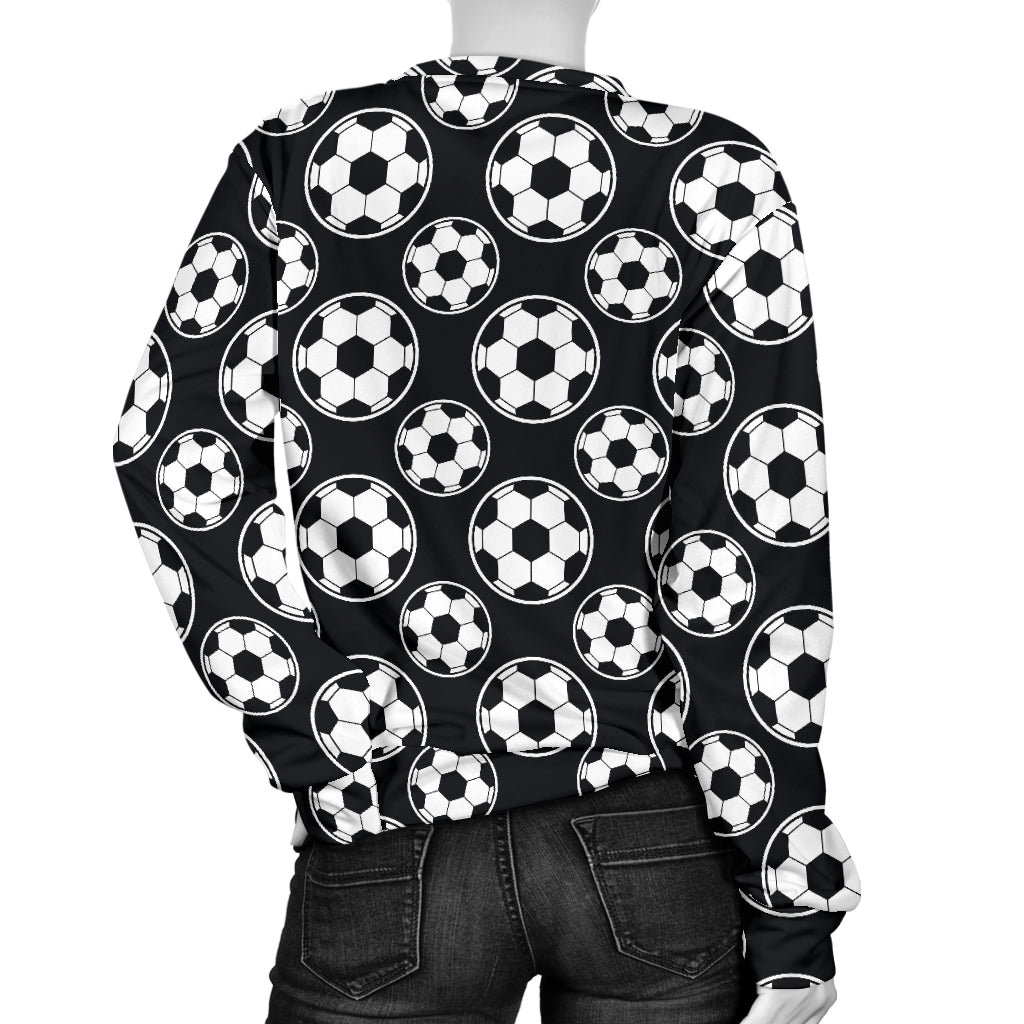 Soccer Ball Black Print Pattern Women Long Sleeve Sweatshirt