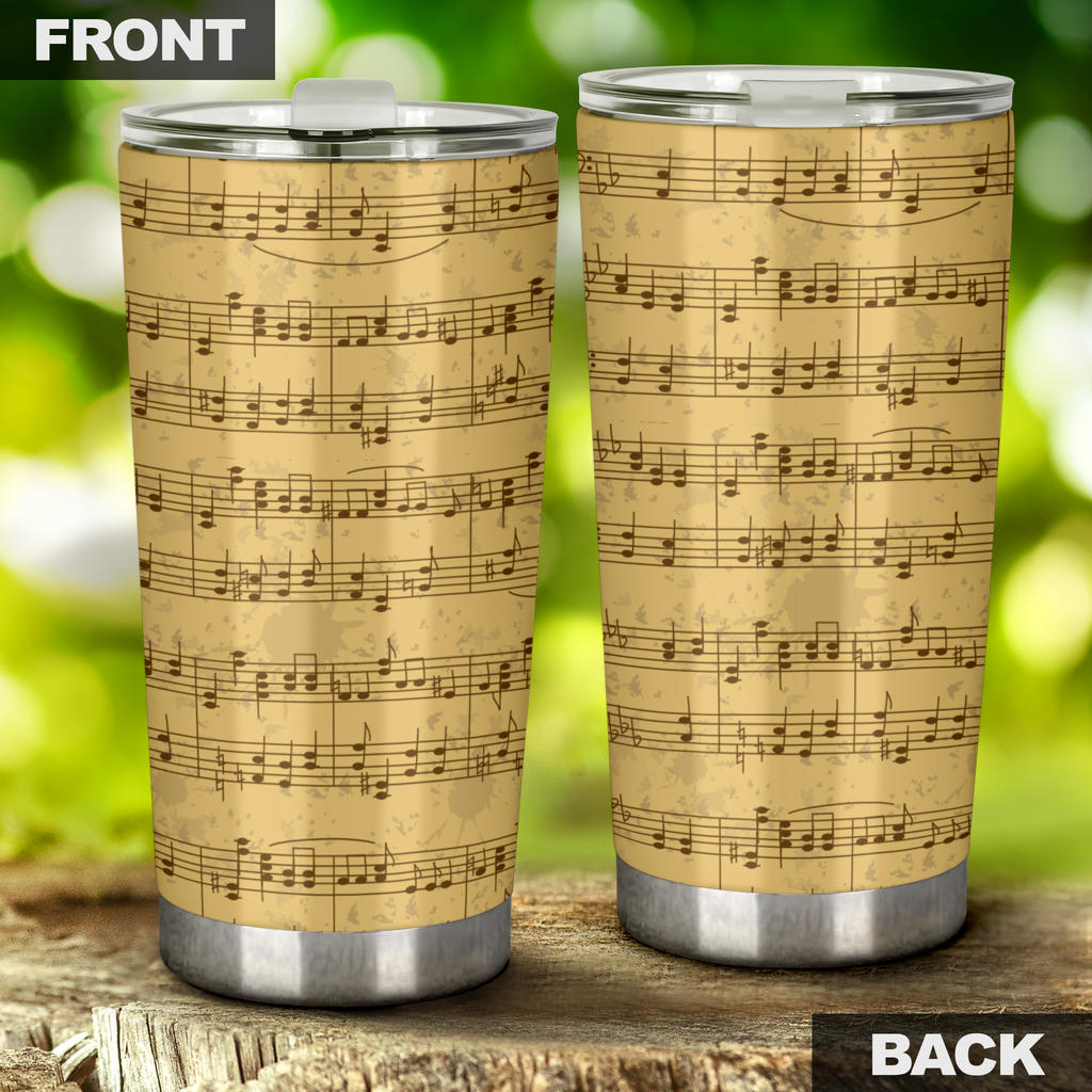 Music Note Vintage Themed Print Tumbler