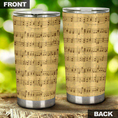 Music Note Vintage Themed Print Tumbler