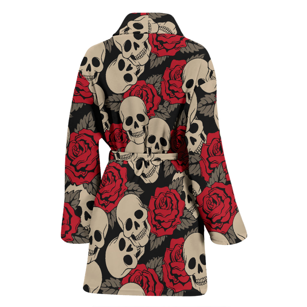 Skull And Roses Print Design LKS301 Women Bathrobe