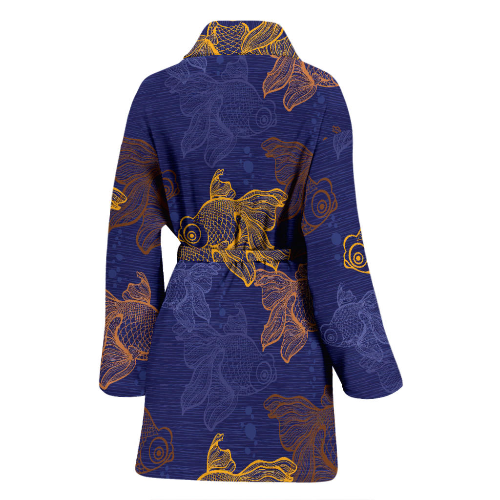 Goldfish Pattern Print Design 01 Women Bathrobe