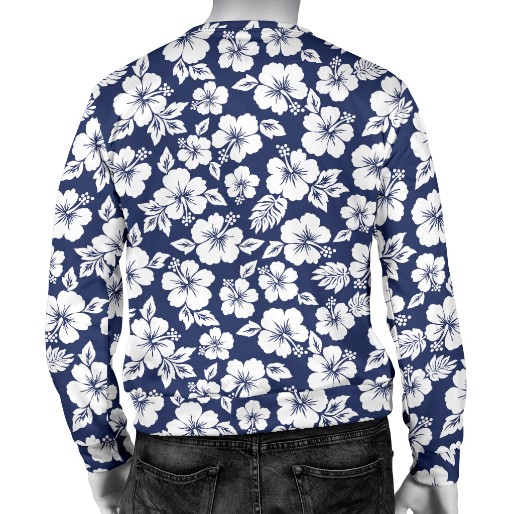 Hibiscus Blue Hawaiian Flower Style Men Long Sleeve Sweatshirt