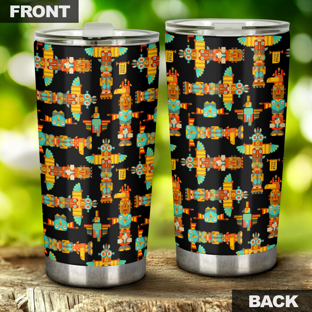Totem Pole Cartoon Print Tumbler