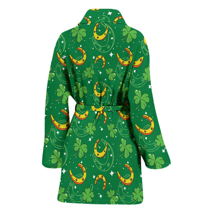 Shamrock With Horse Shoes Print Design LKS305 Women Bathrobe