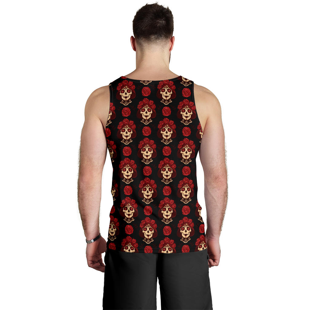 Day of the Dead Skull Girl Pattern Men Tank Top