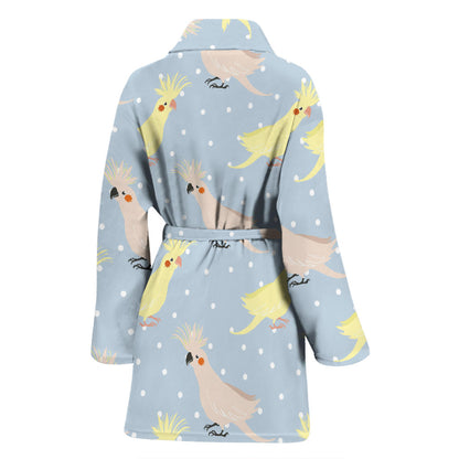 Cockatiel Pattern Print Design 03 Women Bathrobe
