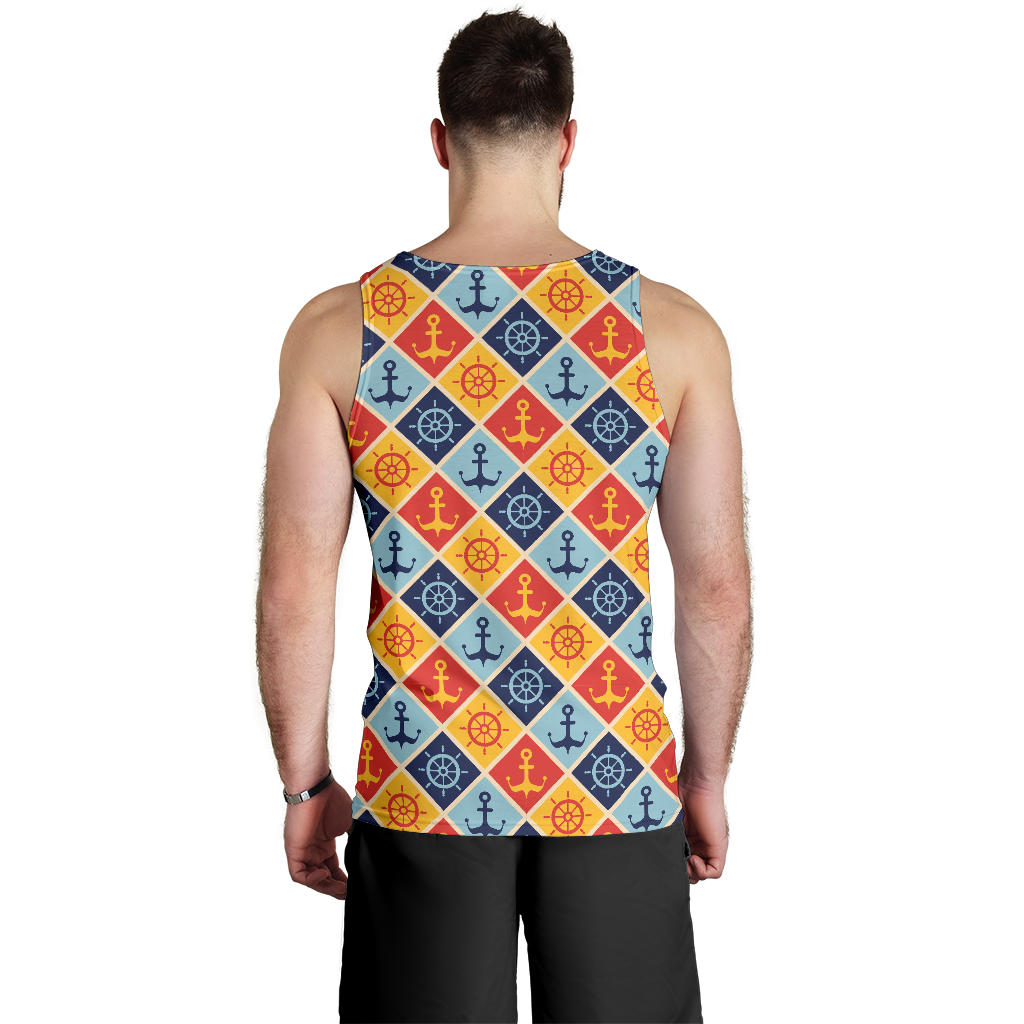 Nautical Pattern Design Themed Print Men Tank Top