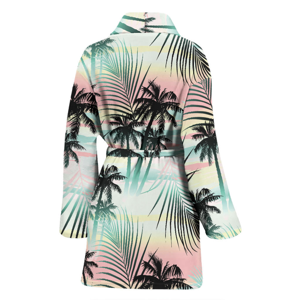 Palm Tree Pattern Print Design A03 Women Bathrobe