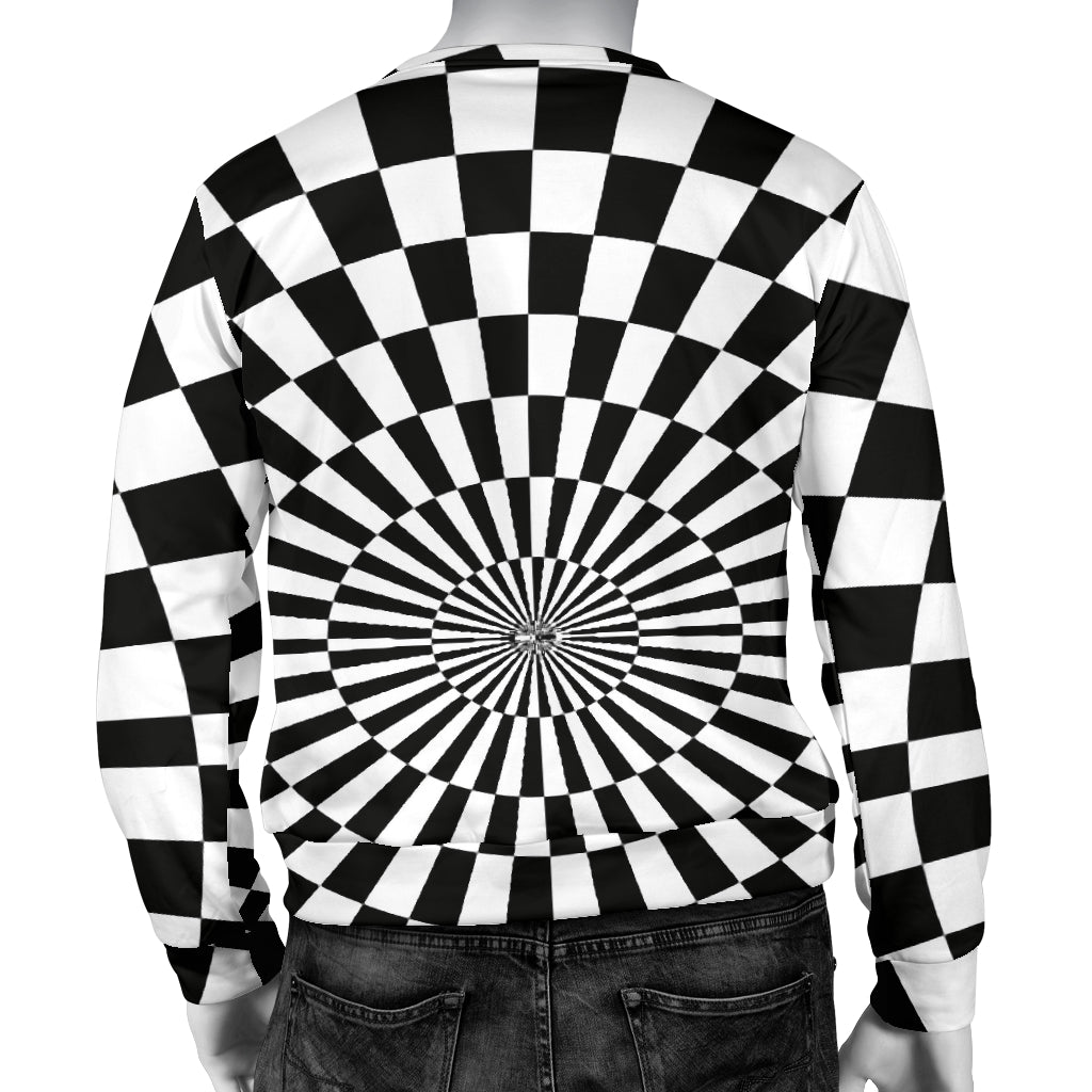 Checkered Flag Optical illusion Men Long Sleeve Sweatshirt