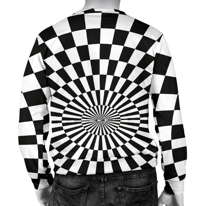 Checkered Flag Optical illusion Men Long Sleeve Sweatshirt