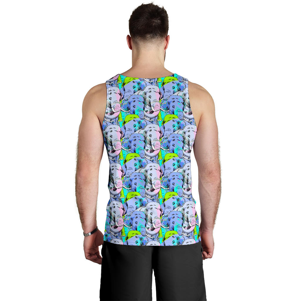 Elephant Art color Print Pattern Men Tank Top