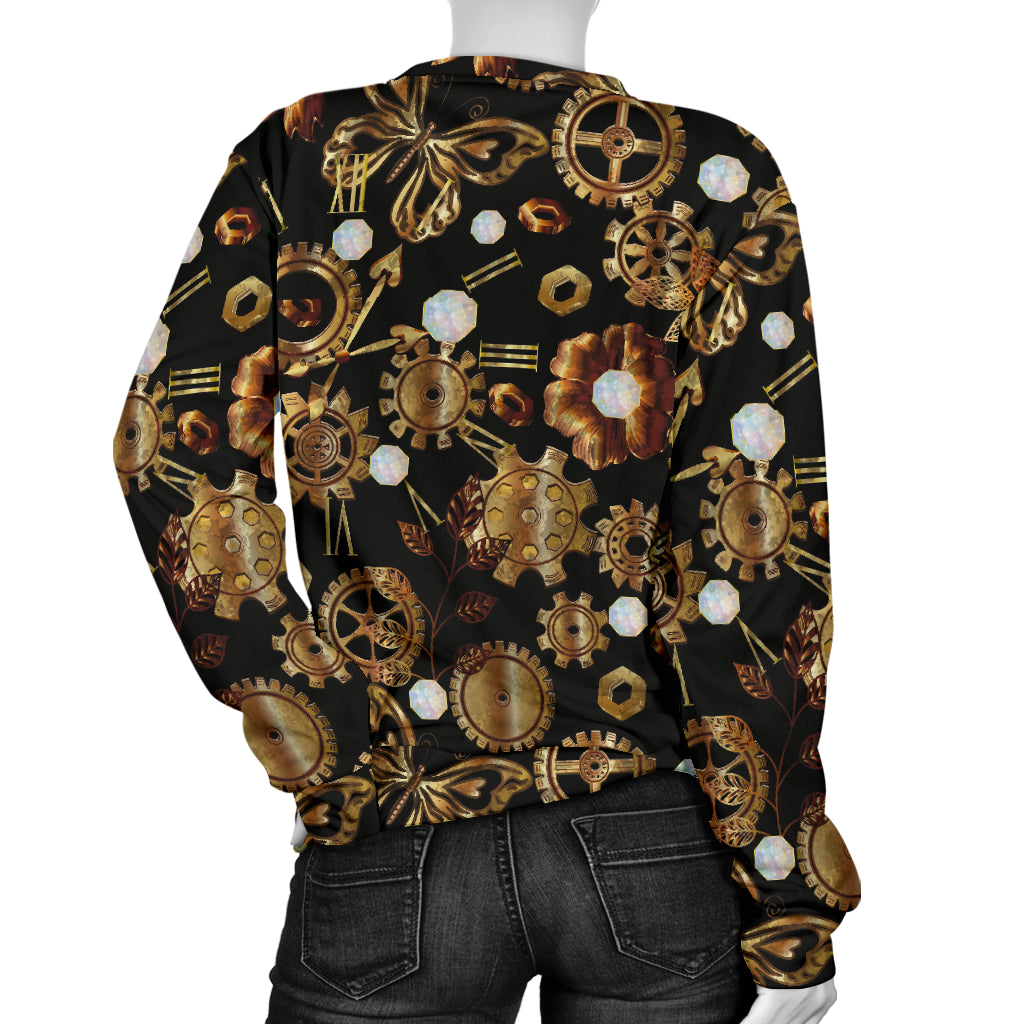 Steampunk Butterfly Design Themed Print Women Long Sleeve Sweatshirt